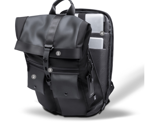 Black Oxford Cloth Men's Backpack